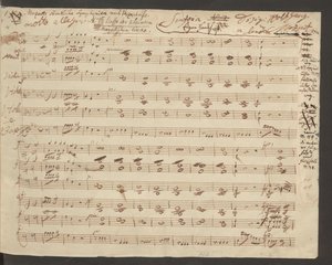 Åbningen af autografmanuskriptet til Mozarts symfoni nr. 1